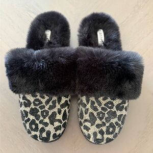 Gianni Bini Leopard Bling Fur Slippers